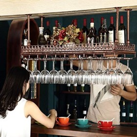 Umaxa 120X35Cm Casier À Vin Hauteur Réglable De La Flèche Suspendue Verre À Vin Domestique À lenvers Casier À Vin Bar Casier