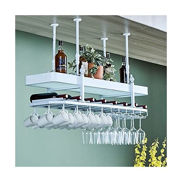 Support de verre à vin suspendu, casier à vin noir, avec boîte à lumière, flèche réglable, casier à vin multifonctionnel dome