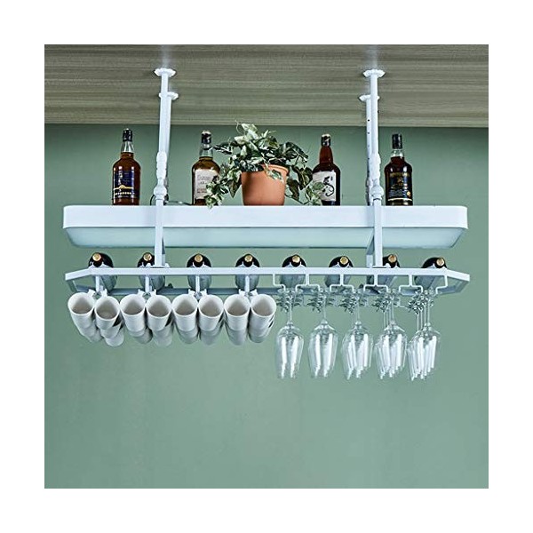 Casier à vin blanc avec boîte à lumière, support de verre à vin suspendu à flèche réglable, casier à vin multifonctionnel pou