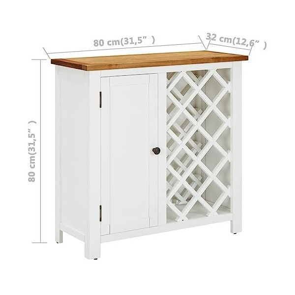 AUUKIJJK Armoires & Rangement Meuble à vin 80 x 32 x 80 cm Meuble en chêne massif