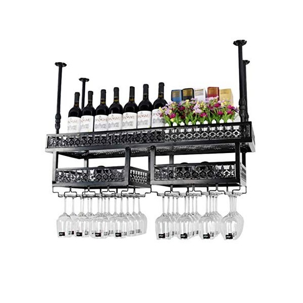 Support de stockage de vin de table, étagères flottantes pour bar, casier à vin au plafond, support de verre à vin suspendu, 