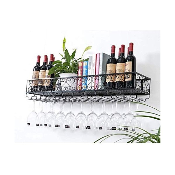 Casier à vin Mural en métal à Suspendre pour Verres à vin, rétro, Rangement Antique, 60 x 25 cm C 100 x 25 cm 