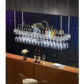 RatHozier Porte-bouteille de vin Étagère de plafond pour casier à vin, casier à vin suspendu, casier à verres à vin, cintre d