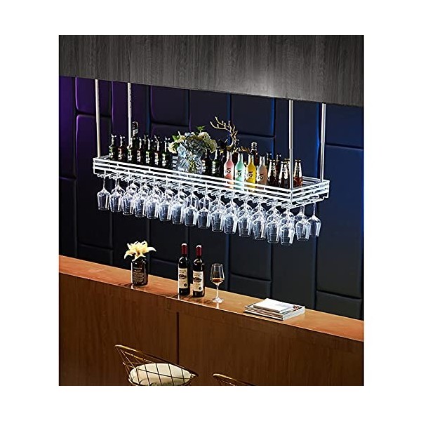 RatHozier Porte-bouteille de vin Étagère de plafond pour casier à vin, casier à vin suspendu, casier à verres à vin, cintre d