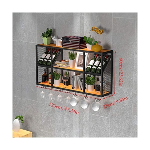 Casier à vin Armoire Porte-Vin Support De Rangement Étagères De Grande Capacité Support De Rangement Pour Bar En Fer Forgé Su