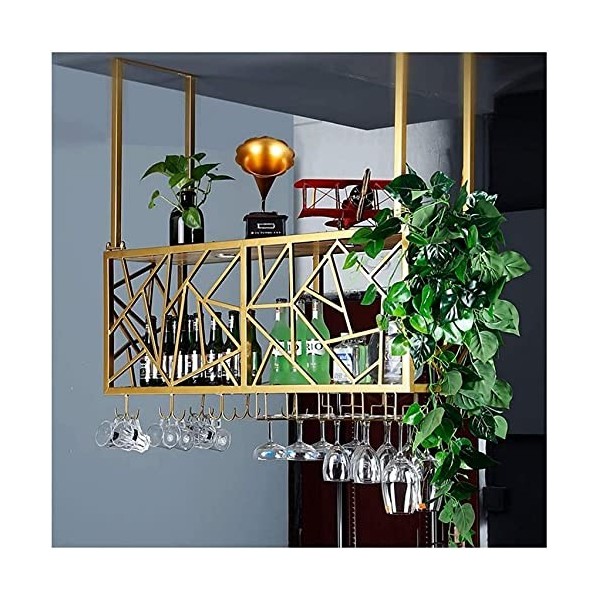 ELzEy Casier à vin en Fer forgé doré, Cintre, casier à vin à lenvers, casier à vin Suspendu, casier, Support de Rangement dé