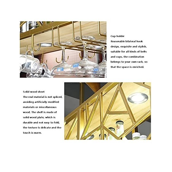 ELzEy Casier à vin en Fer forgé doré, Cintre, casier à vin à lenvers, casier à vin Suspendu, casier, Support de Rangement dé