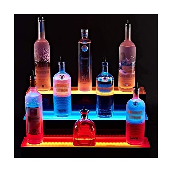 Présentoir à Bouteilles Bar Liqueur Casier à vin éclairé 3 étapes Porte-Bouteilles de vin à LED Casiers à vin éclairés avec t
