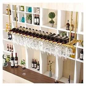 Casier à vin Suspendu avec Support en Verre et étagère, casier à vin au Plafond, casier à Verre Suspendu, casier à vin, prése