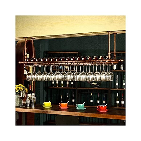 Casier à vin Suspendu avec Support en Verre et étagère, casier à vin au Plafond, casier à Verre Suspendu, casier à vin, prése