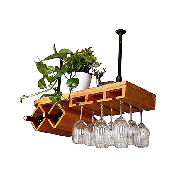 ZentOy Casier à vin Suspendu avec Support en Verre et étagère, casier à vin Mural en Verre, casier à vin européen en Bois Mas