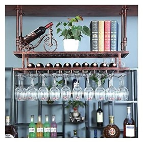 NufiyA Casier À Vin Support En Verre Haut À Deux Étages, Porte-gobelet Suspendu Pour Table De Bar Suspendue, Casier À Vin De 