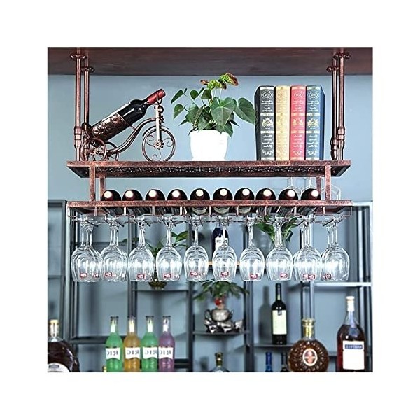 NufiyA Casier À Vin Support En Verre Haut À Deux Étages, Porte-gobelet Suspendu Pour Table De Bar Suspendue, Casier À Vin De 