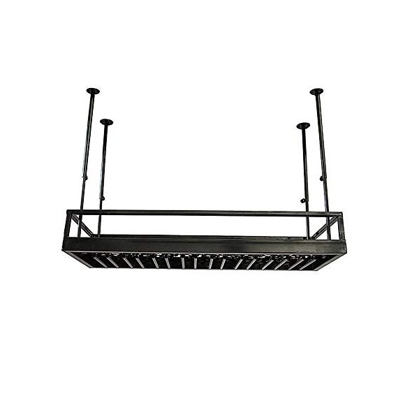 Casier à vin Loft Mur Métal Fer Forgé Plafond Rangement Casier à Vin Suspendu Casier à Bouteilles de Vin et Casier à Verres C