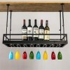 Casier à vin Loft Mur Métal Fer Forgé Plafond Rangement Casier à Vin Suspendu Casier à Bouteilles de Vin et Casier à Verres C