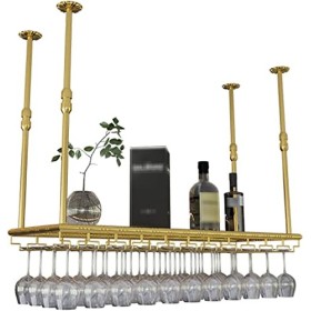 DEUYO Bar Rouge Casier À Vin Suspendu Casier À Verre À Vin À Lenvers Présentoir Décoratif Ornement Suspendu Porte-gobelet Or