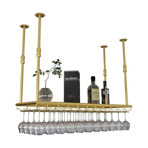 DEUYO Bar Rouge Casier À Vin Suspendu Casier À Verre À Vin À Lenvers Présentoir Décoratif Ornement Suspendu Porte-gobelet Or