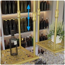 DEUYO Bar Rouge Casier À Vin Suspendu Casier À Verre À Vin À Lenvers Présentoir Décoratif Ornement Suspendu Porte-gobelet Or