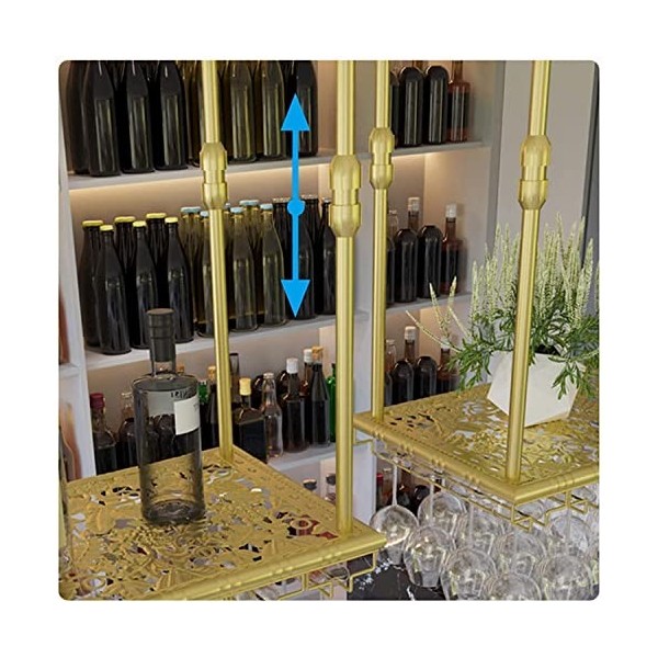 DEUYO Bar Rouge Casier À Vin Suspendu Casier À Verre À Vin À Lenvers Présentoir Décoratif Ornement Suspendu Porte-gobelet Or