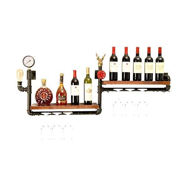 DEUYO Casier à vin Casier à vin mural - Support mural en bois pour verres à vin Porte-gobelet à vin rouge Décoration de resta