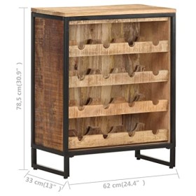CUTSKY Armoire à vin en bois de manguier brut 62 x 33 x 78,5 cm