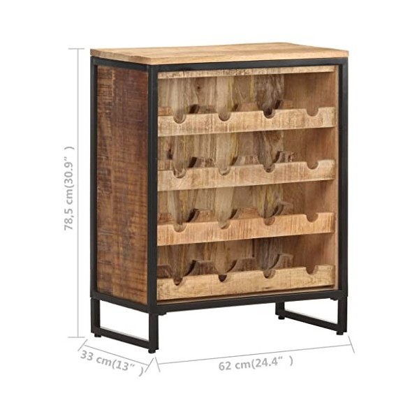 CUTSKY Armoire à vin en bois de manguier brut 62 x 33 x 78,5 cm