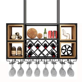 Casier À Vin, Bar, Restaurant, Casier À Verres À Vin, Home Iron Art Rouge Support Mural Pour Verres À Pied Suspendu À La Mais