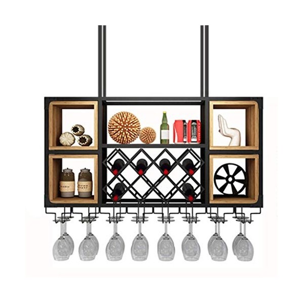 Casier À Vin, Bar, Restaurant, Casier À Verres À Vin, Home Iron Art Rouge Support Mural Pour Verres À Pied Suspendu À La Mais