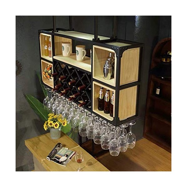 Casier À Vin, Bar, Restaurant, Casier À Verres À Vin, Home Iron Art Rouge Support Mural Pour Verres À Pied Suspendu À La Mais