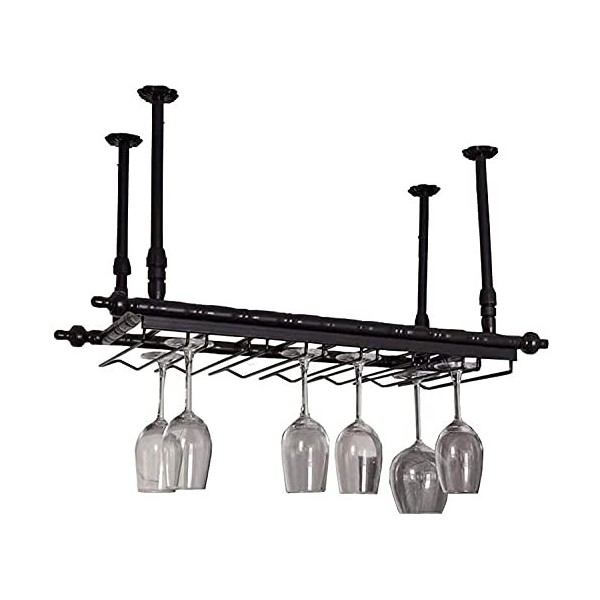 Casier à vin suspendu au plafond avec étagère en verre Casier à vin suspendu européen, casier à verres à vin, casier de stock