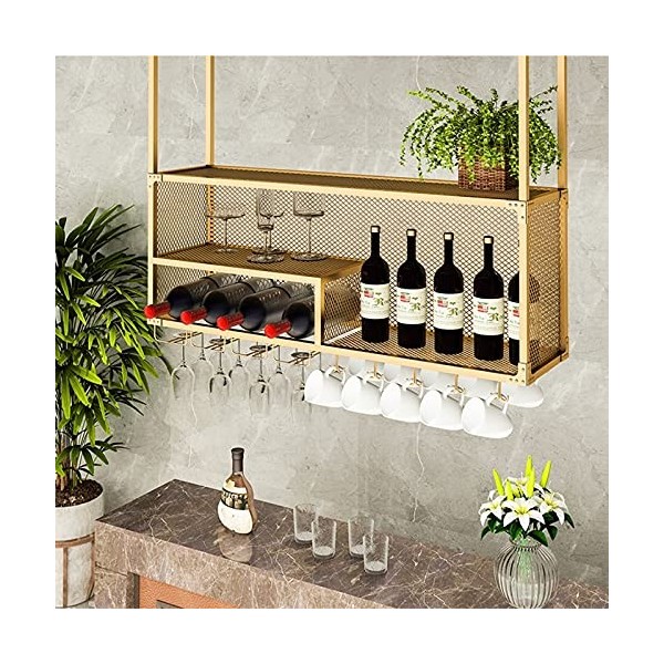 GttuiT Casier à verres à vin suspendu-Casier à vin étagères de rangement suspendues, casier à bouteilles de vin, casier à vin