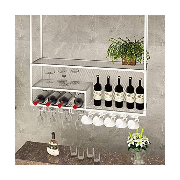 GttuiT Casier à verres à vin suspendu-Casier à vin étagères de rangement suspendues, casier à bouteilles de vin, casier à vin
