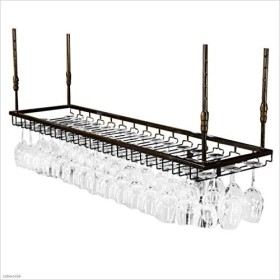 GttuiT Casier à vin unité de Bar étagères flottantes casier à vin Support de Verre à vin Support Mural en métal, casier à vin