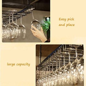 GttuiT Casier à vin unité de Bar étagères flottantes casier à vin Support de Verre à vin Support Mural en métal, casier à vin