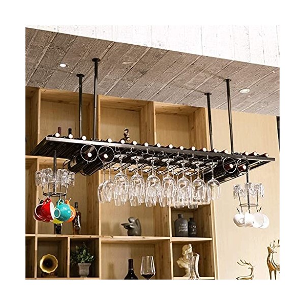 KOHARA Casier à vin Organisateur Rack Porte-Verre À Vin À lenvers Casier À Vin Style Simple Fer Suspendu Porte-Verre À Vin P