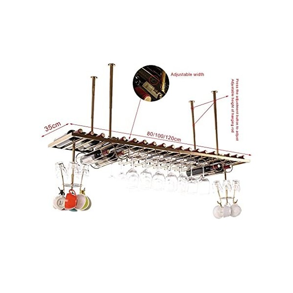 KOHARA Casier à vin Organisateur Rack Porte-Verre À Vin À lenvers Casier À Vin Style Simple Fer Suspendu Porte-Verre À Vin P