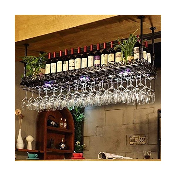 Casier à vin réglable au Plafond Suspendu Porte-Bouteille de vin en métal Fer Support à Verres à vin gobelet Supports à Verre