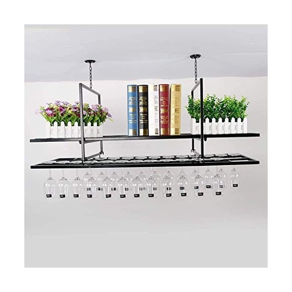 Barware Casier À Vin Bar À lenvers Double Verre À Vin Rouge Bar Bar Cadre en Verre À Vin Casier À Vin Rouge Suspendu De Styl