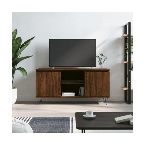 FAMIROSA Meuble TV chêne Marron 104x35x50 cm Bois dingénierie 20.4KG 