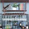 Casier à vin suspendu avec support en verre et étagère, casier à verre haut à deux étages, casier à vin suspendu, porte-gobel