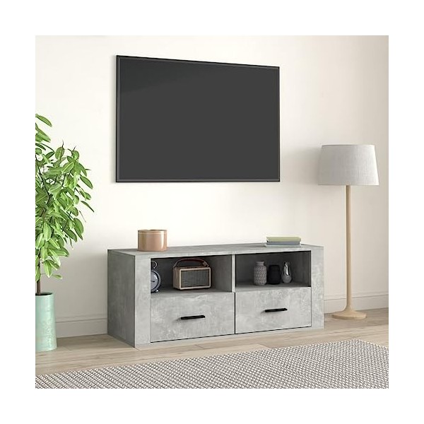 Générique Meuble TV Gris béton 100x35x40 cm Bois dingénierie,24.1 KG,816812, Meubles, Meubles TV