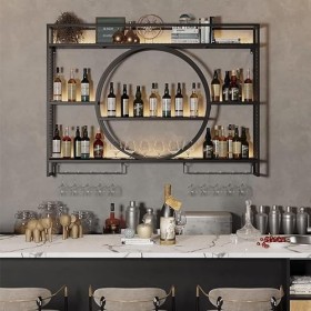 Casier à vin en fer mural avec porte-verre, support à vin en fer à palette, casier à vin mural, casier à vin pour le bar, bar