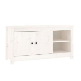 Générique Meuble TV Blanc 103x36,5x52 cm Bois de pin Massif,12.95 KG,814590, Meubles, Meubles TV
