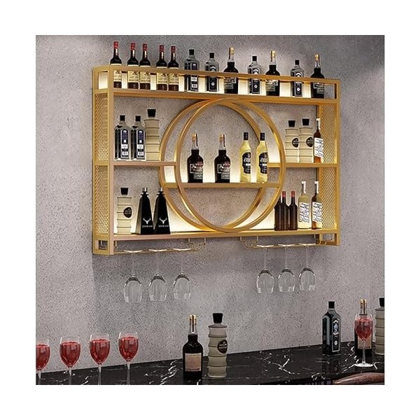 Casier à vin Mural en métal, élégant présentoir à vin en Fer, casier à Champagne Multifonctionnel Moderne + Support en Verre 