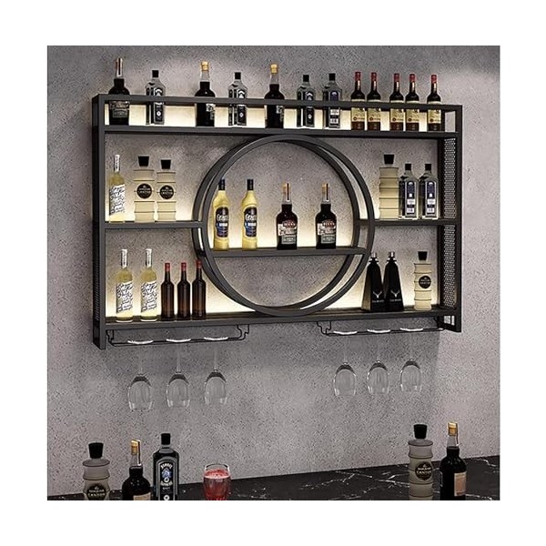 Casier à vin Mural en métal, élégant présentoir à vin en Fer, casier à Champagne Multifonctionnel Moderne + Support en Verre 