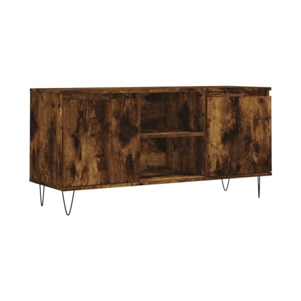 Camerina Meuble TV chêne fumé 104x35x50 cm Bois dingénierie,Meuble Bas Salon,Meubles De Salon TV,Meuble TV Longueur