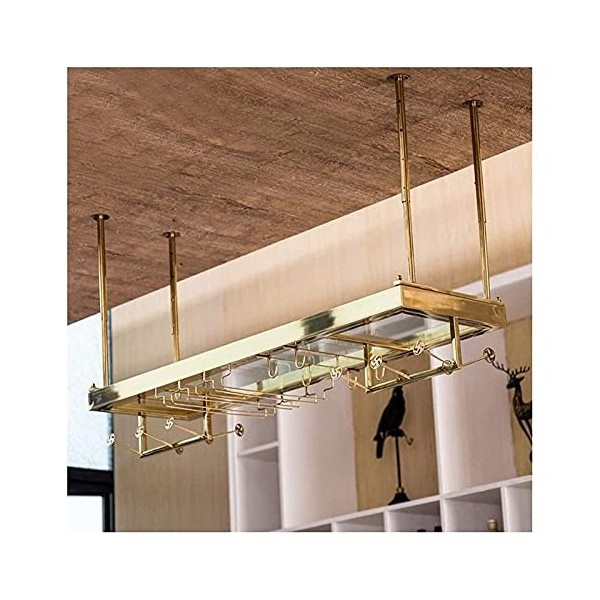 Casier à vin suspendu avec support en verre et étagère, casier à vin créatif, support en verre suspendu, porte-gobelet suspen