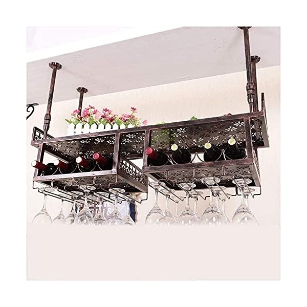 Casier à vin suspendu avec support en verre et étagère, support créatif pour verres à vin, présentoir à lenvers, casier à vi