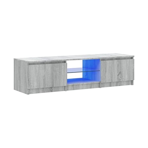 vidaXL Meuble TV avec lumières LED Sonoma Gris 140x40x35,5 cm