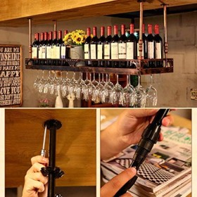 GttuiT Casier à vin Casier à vin Flottant monté au Plafond, casier à vin en métal, étagère de Plafond réglable, étagère de Ra